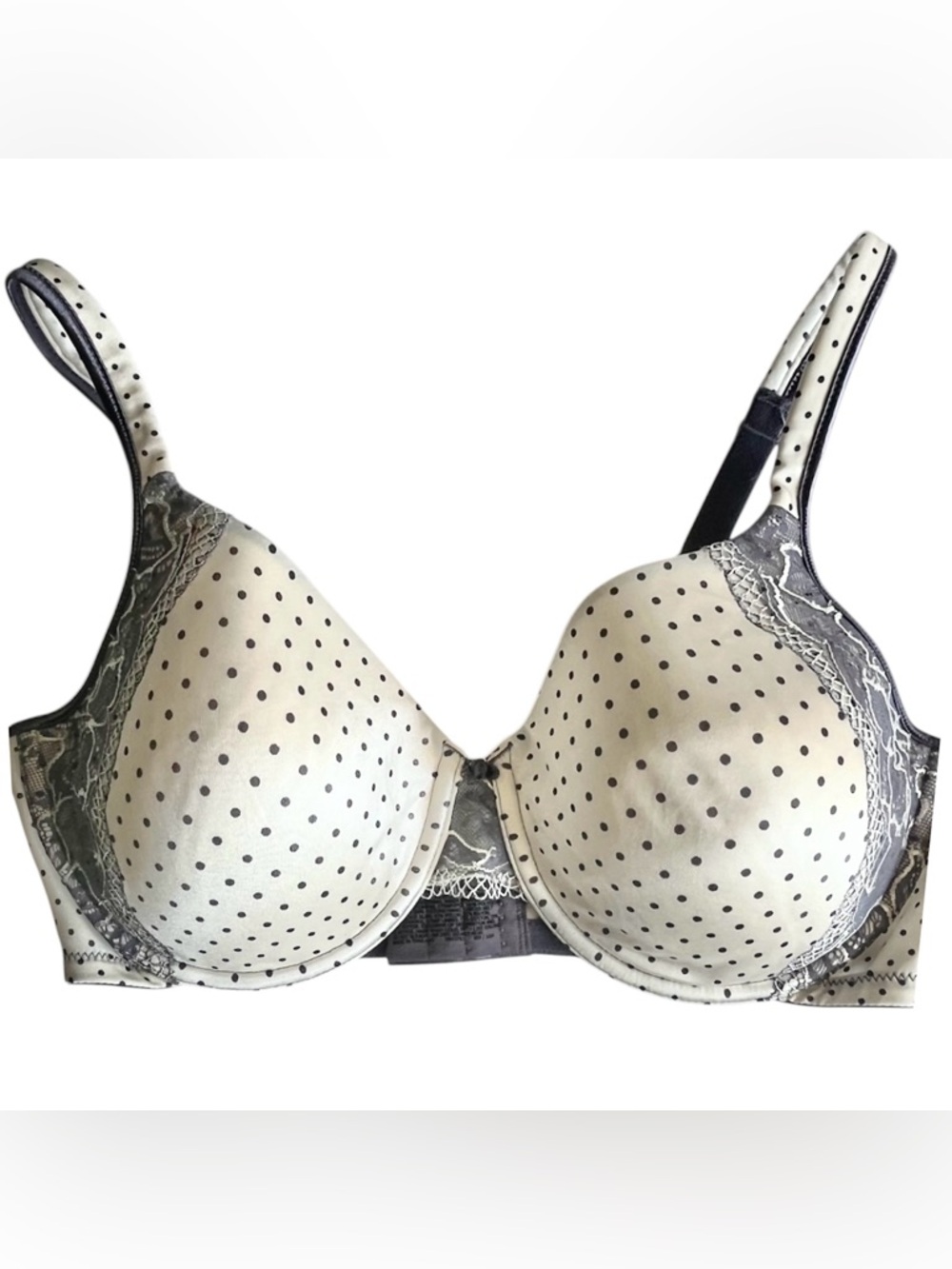 Bali One Smooth U Side Support Bra 40C Ivory Gray Polka Dot Lace Women’s